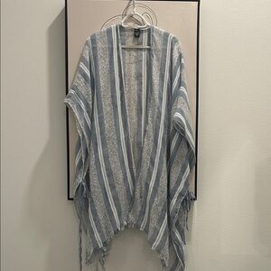 Striped Blue and White Shawl
